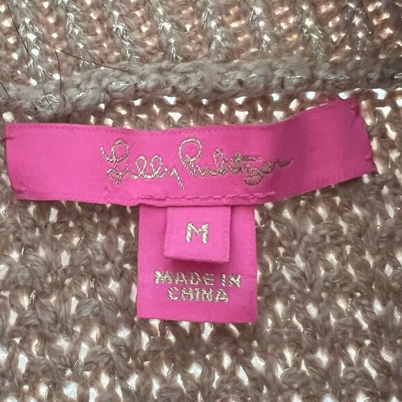 Lilly Pulitzer Adelaine Faux Fur Sweater Cardigan Gold Camel Long Size Medium - Picture 5 of 7